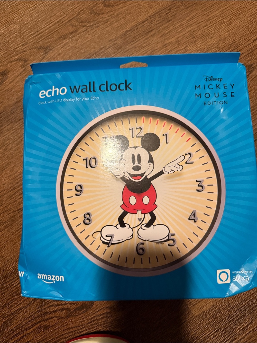 Amazon Mickey Mouse Yellow and Red Retro Wall Clock with Black Accents